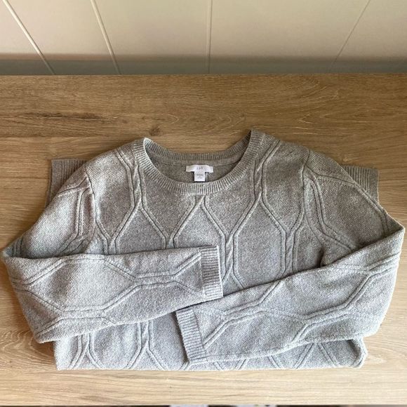 J. JILL CABLED CREW-NECK SWEATER TUNIC - SIZE SMALL PETITE - GREY HEATHER - Picture 3 of 9